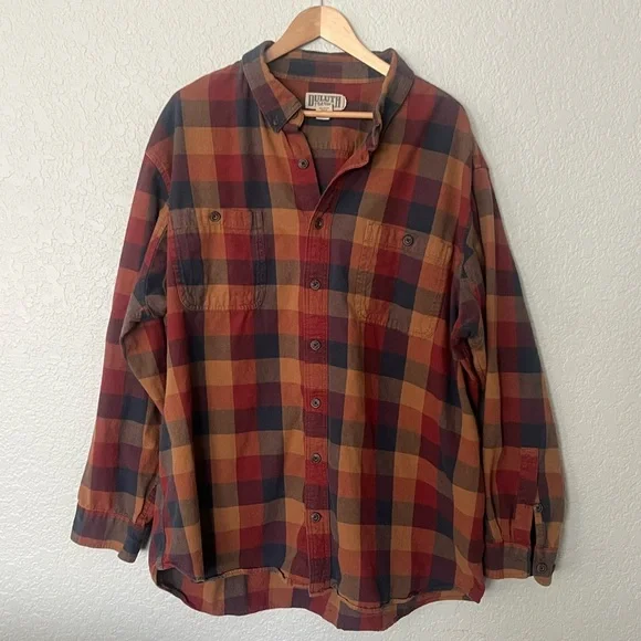 Duluth Trading Co 3XL Tall Red and Blue yellow Checkered plaid Shirt - Picture 1 of 3